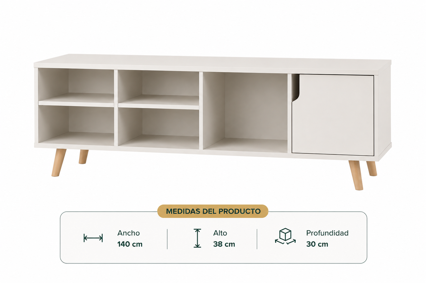 Mesa TV Nórdica (140x30x38cm)