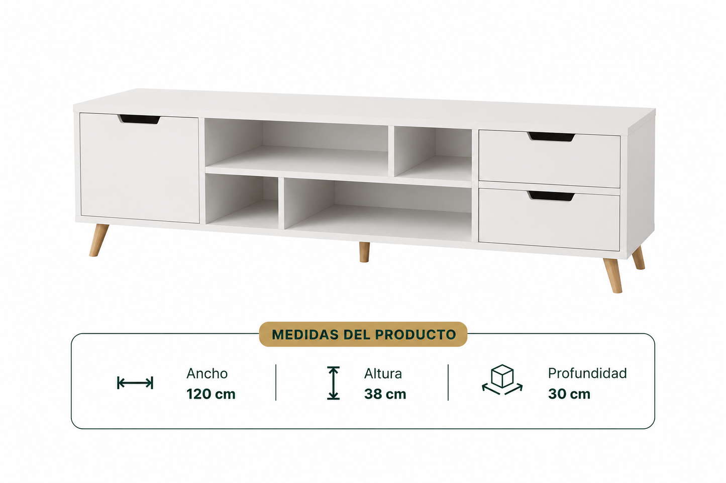 Mesa TV Nórdica (120x30x38cm)