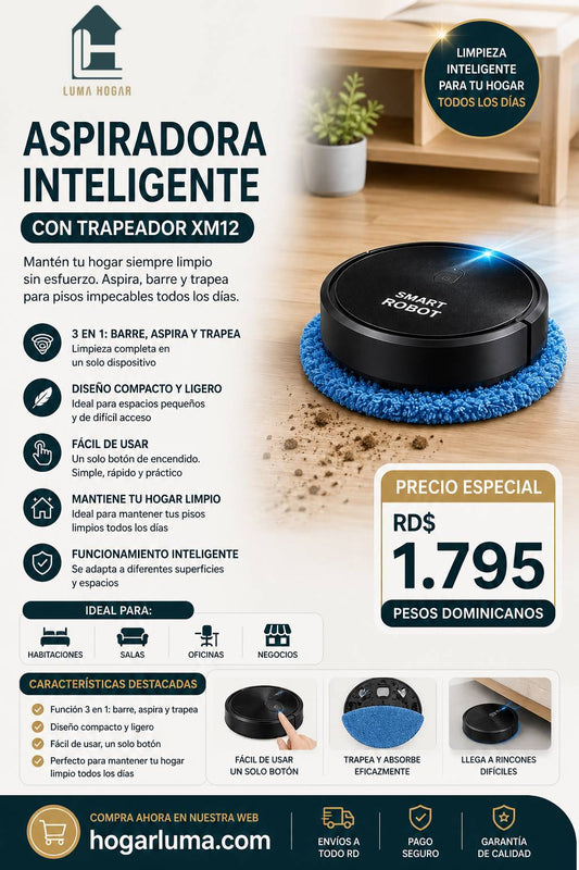 ASPIRADORA INTELIGENTE CON TRAPEADOR XM12