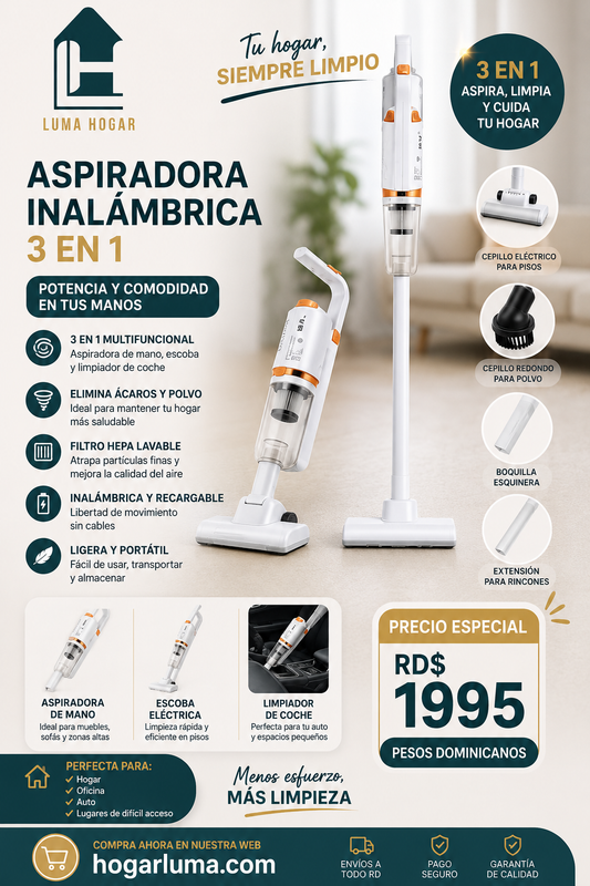 ASPIRADORA INALAMBRICA 3 EN 1
