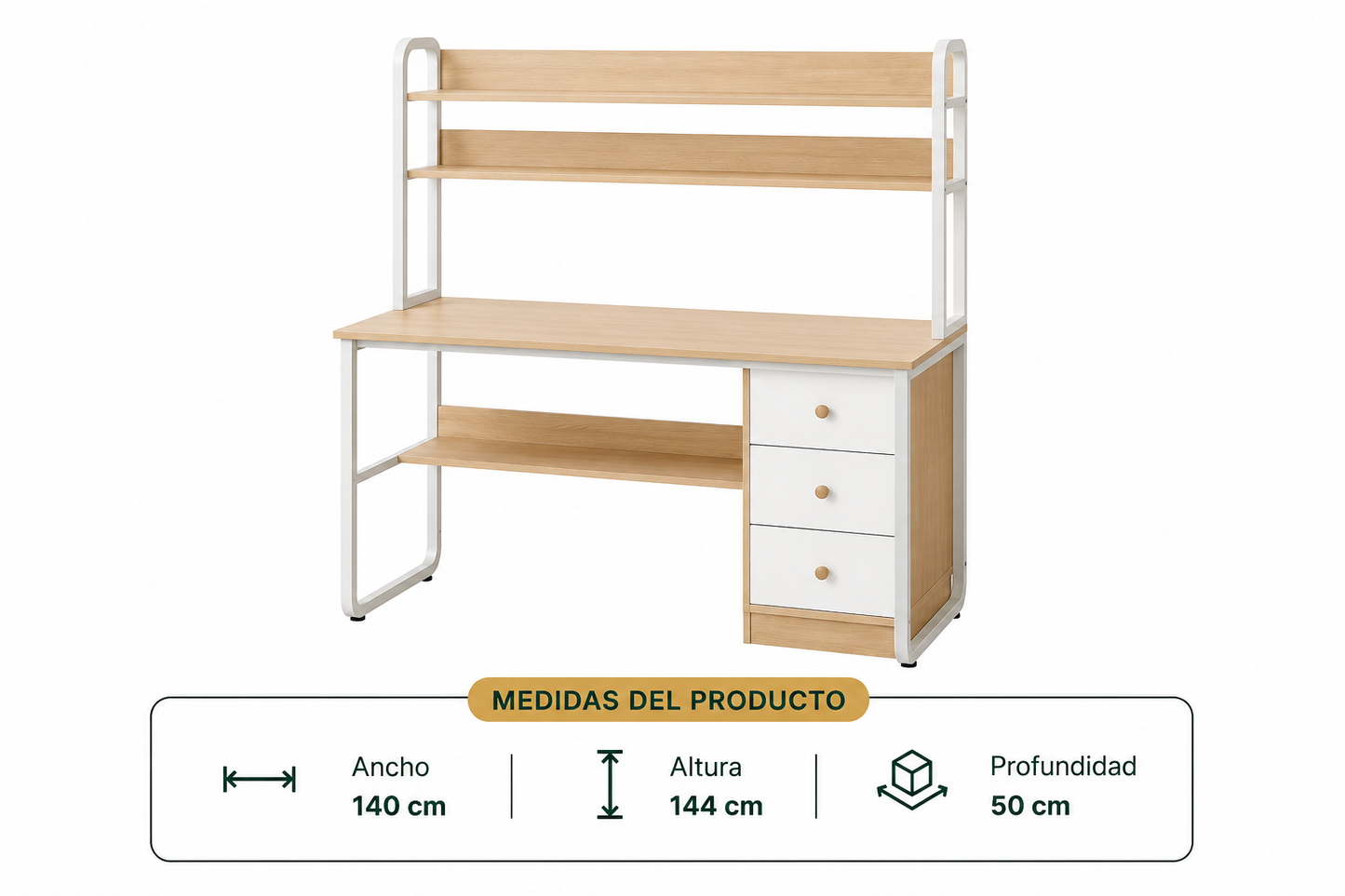 Escritorio Multifuncional con Estantería