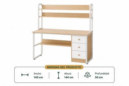 Escritorio Multifuncional con Estantería