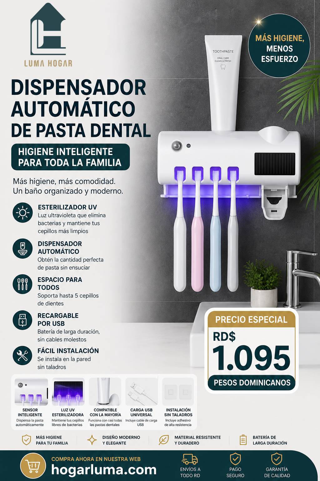 ESTERILIZADOR + DISPENSADOR AUTOMÁTICO
